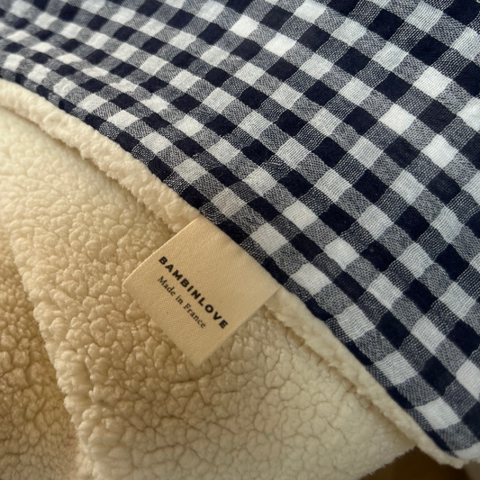 Couverture Sherpa | vichy bleu marine