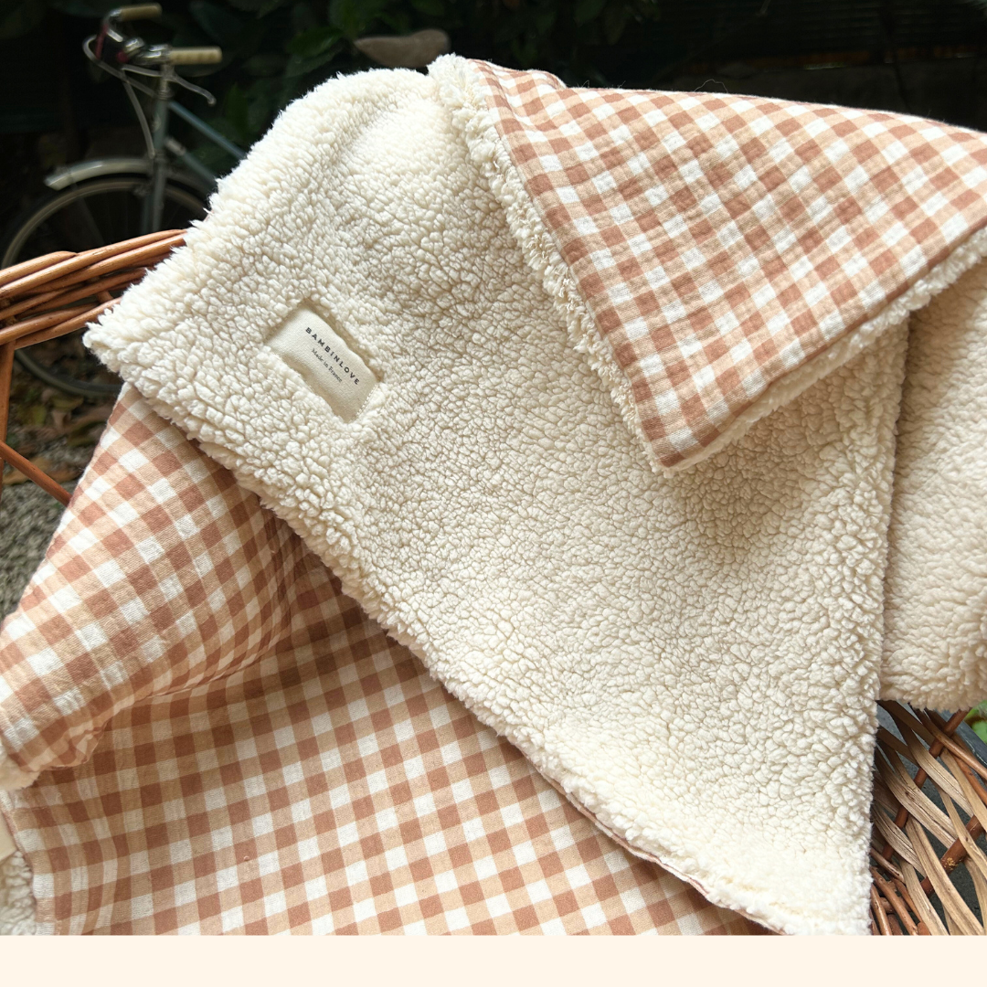 Couverture Sherpa | vichy praliné